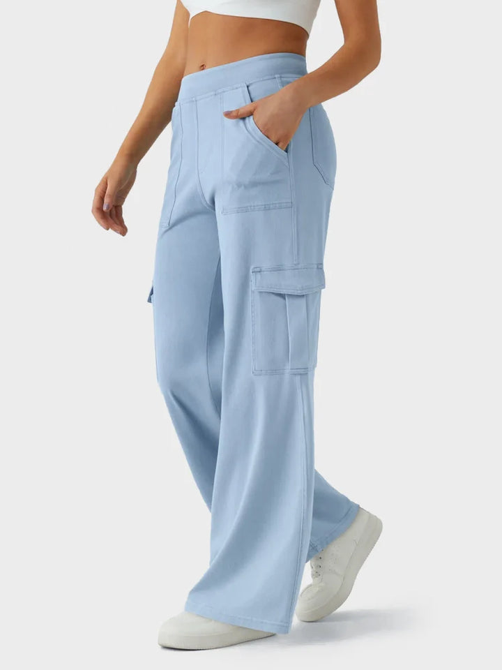 Mid Rise Pockets Straight Leg Casual Cargo Jeans