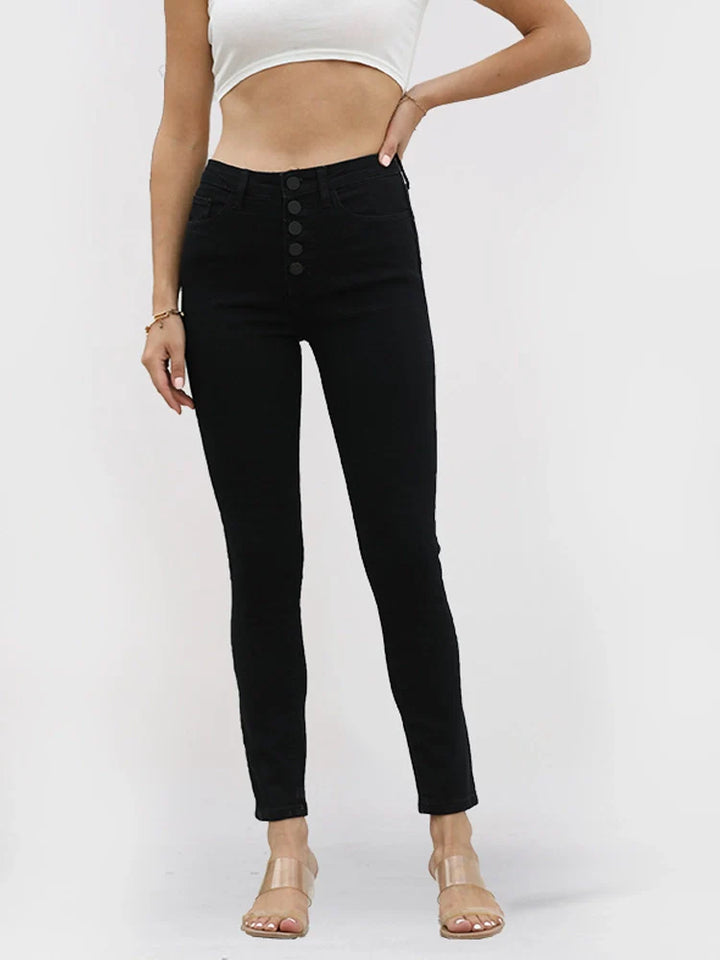 High-Waisted Elastic Butt-Lifting Skinny Jeans