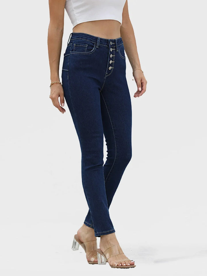 High-Waisted Elastic Butt-Lifting Skinny Jeans