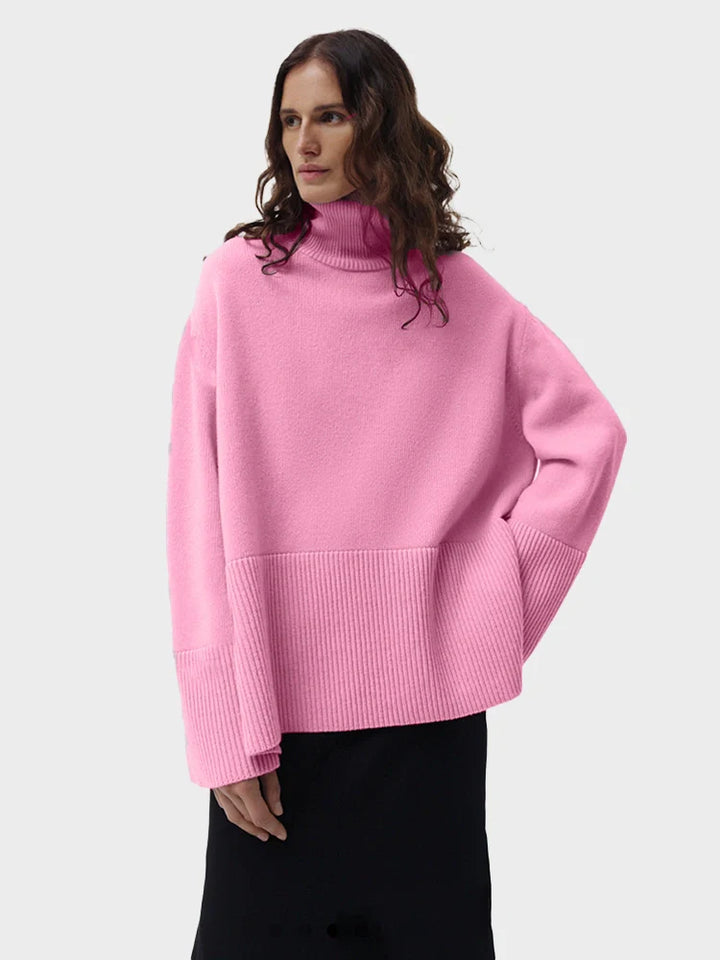 Women's Oversized Turtleneck Batwing Sleeve Casual Loose Knit Pullover Sweater