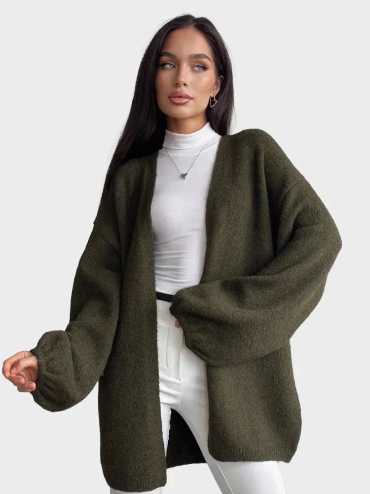 Faux alpaca cardigan loose lazy style