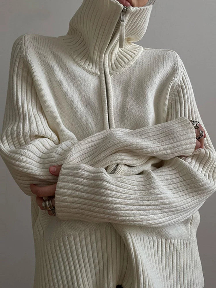 Womens Long Sleeve Zip Up Cardigan Sweaters