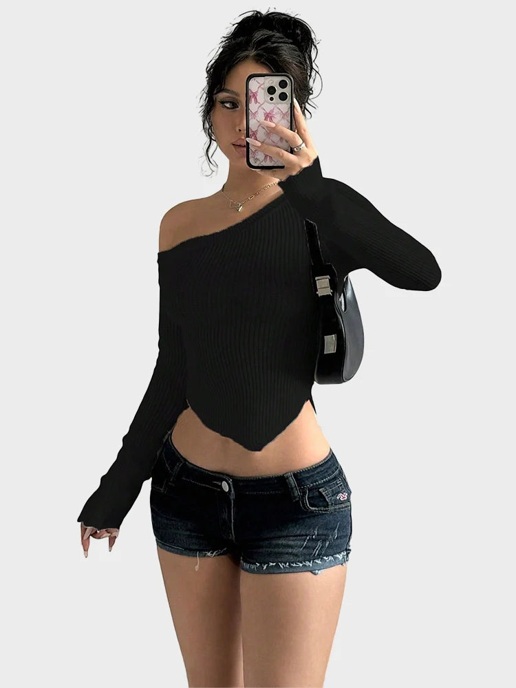 Women's Long Sleeve Off Shoulder  Sexy Going Out Slim Fit Knit
