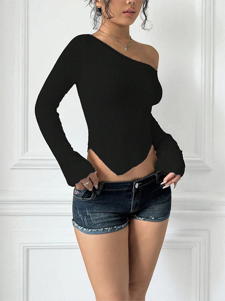 Women's Long Sleeve Off Shoulder  Sexy Going Out Slim Fit Knit