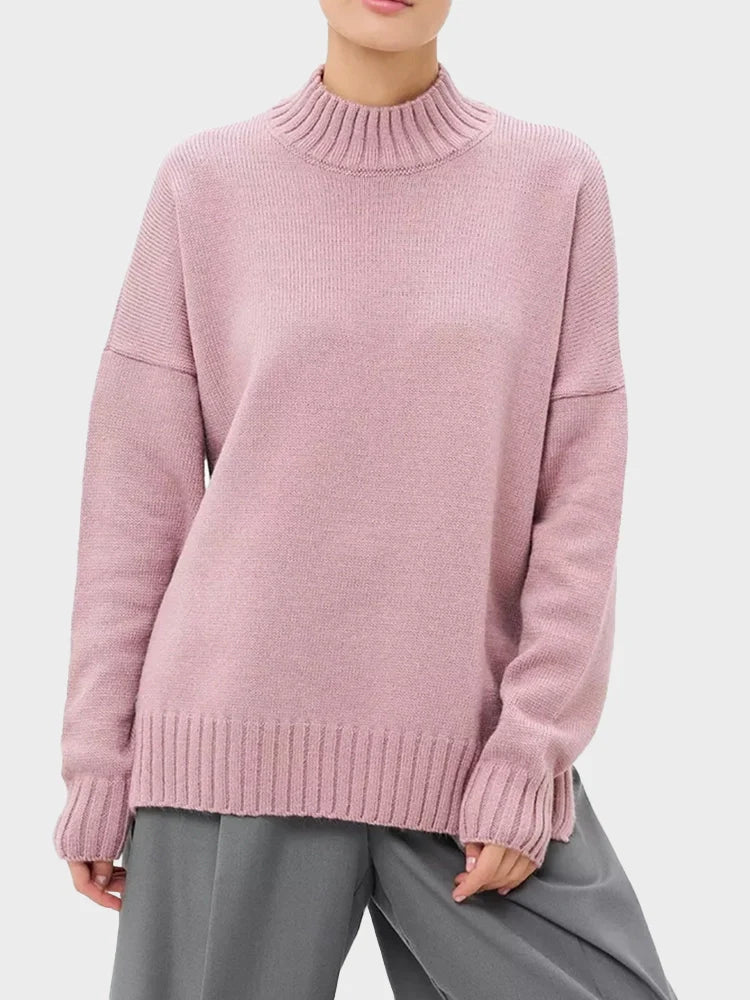 Women's  Mock Neck Long Sleeve Oversized Pullover Sweaters