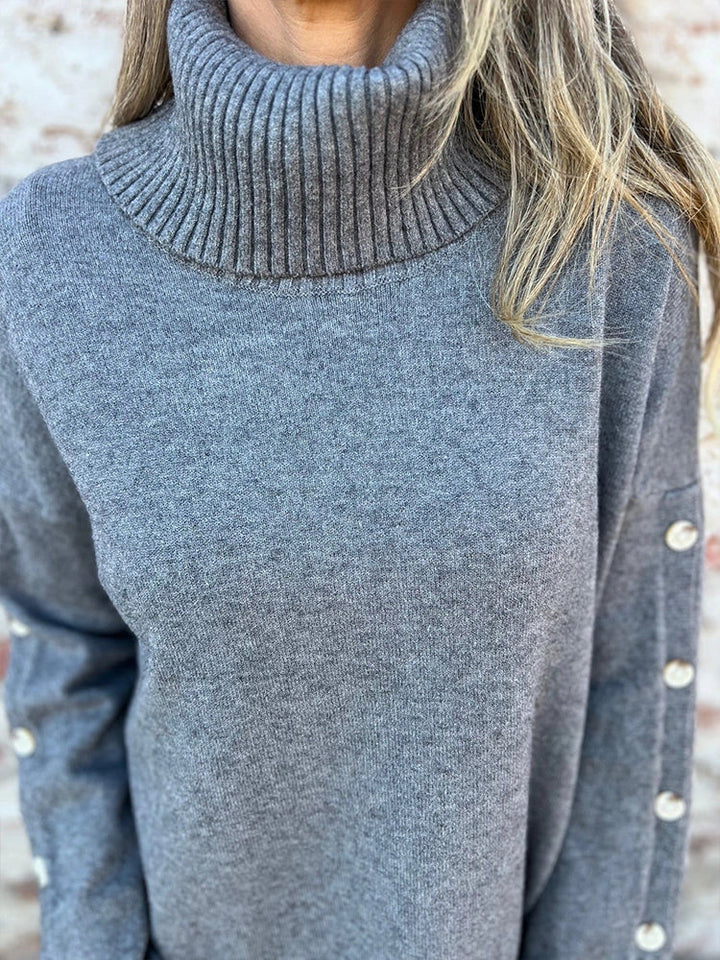 Women's Casual Turtleneck Button Sweater