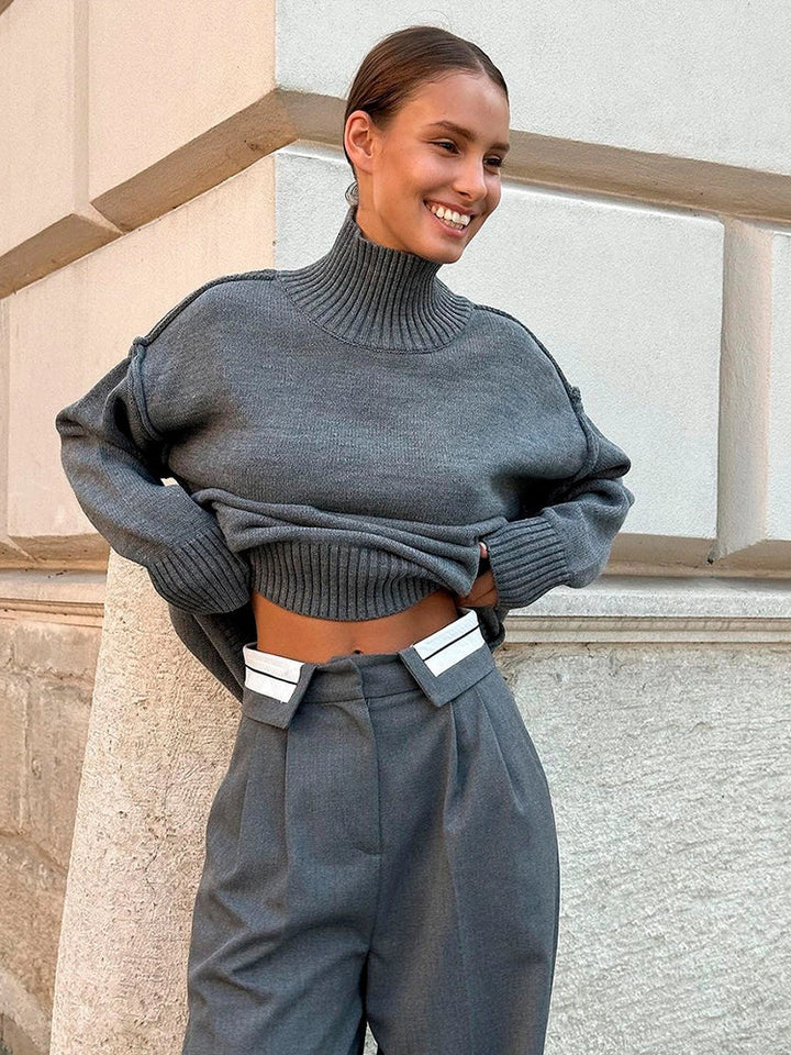 Thick and Loose Lazy Style Pullover Women's high Collar Warm Sweater