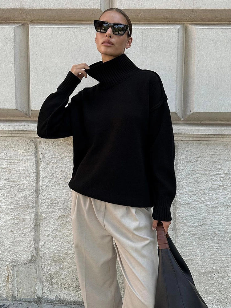 Thick and Loose Lazy Style Pullover Women's high Collar Warm Sweater