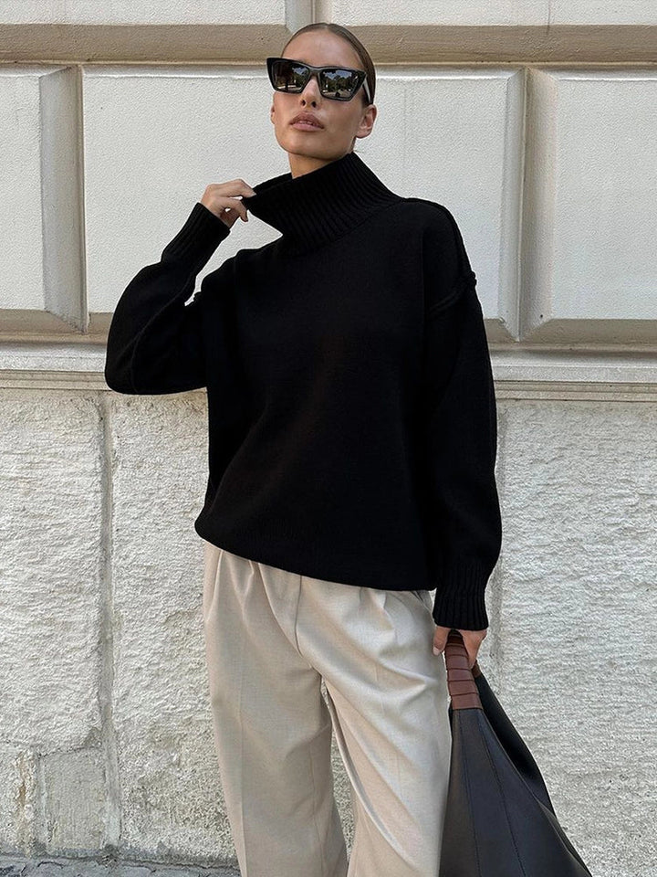 Thick and Loose Lazy Style Pullover Women's high Collar Warm Sweater