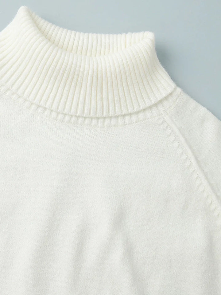 Women's turtleneck oversize white sweater