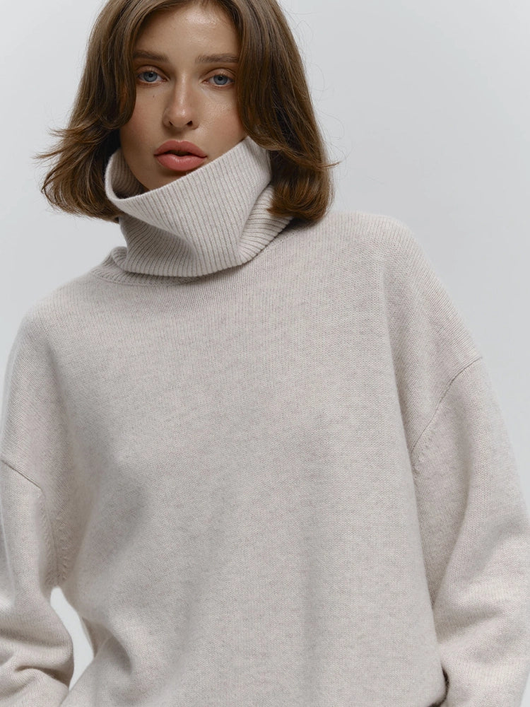 Women's Turtleneck Sweaters Loose Fit Fall Winter Pullover Jumper Tops