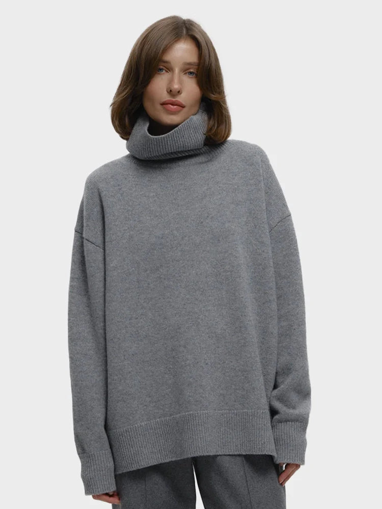 Women's Turtleneck Sweaters Loose Fit Fall Winter Pullover Jumper Tops