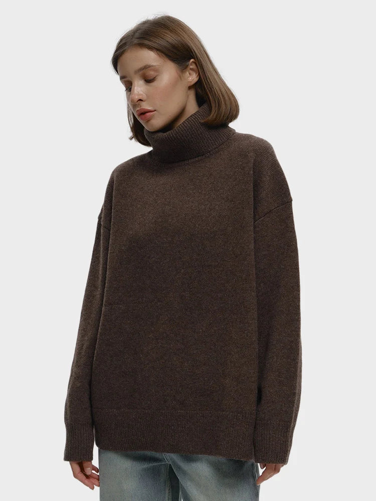 Women's Turtleneck Sweaters Loose Fit Fall Winter Pullover Jumper Tops