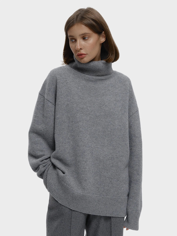 Women's Turtleneck Sweaters Loose Fit Fall Winter Pullover Jumper Tops