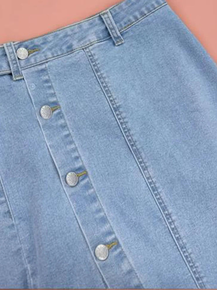 Women's Button Front Denim Skirt