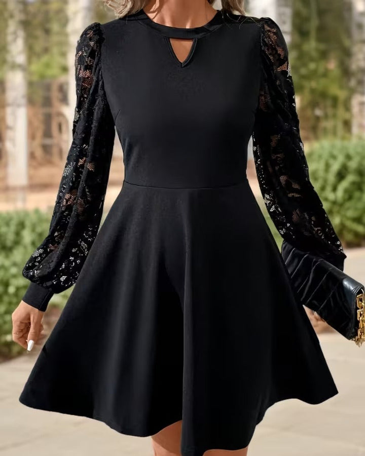 Trendy A-Line Lace Trim Dress