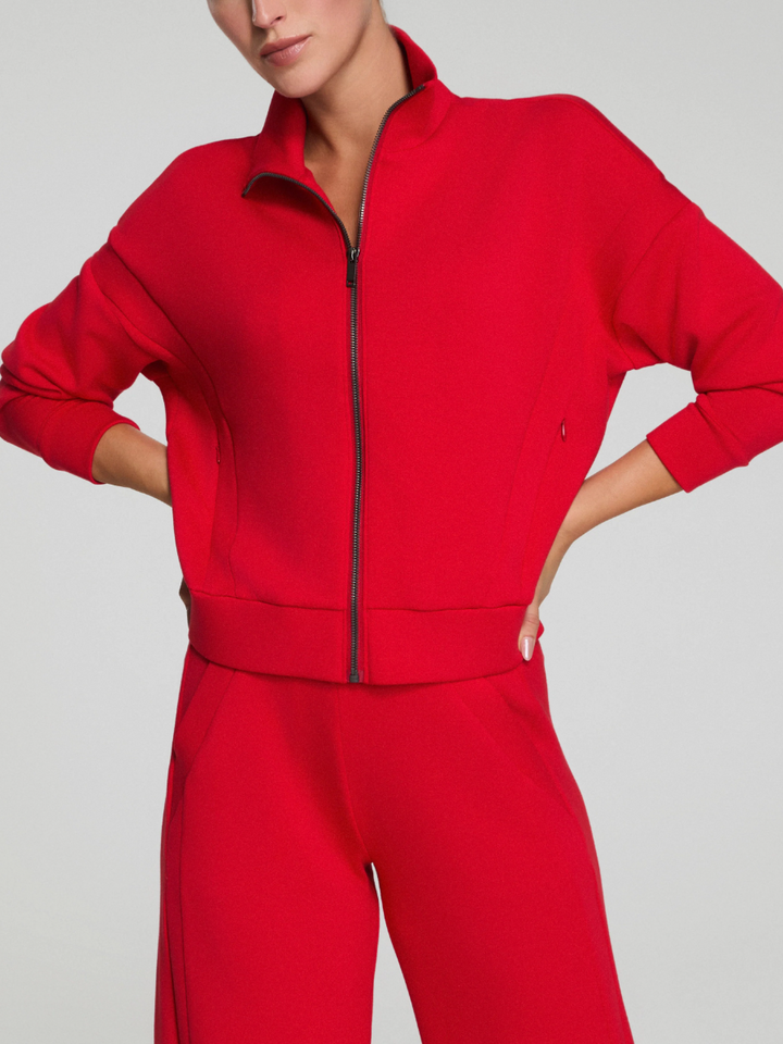 Half Zip Wide Leg Track Pant Suit
