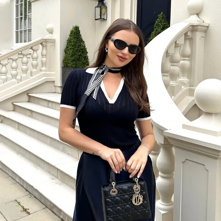 Élise Ribbed Knit Polo Top