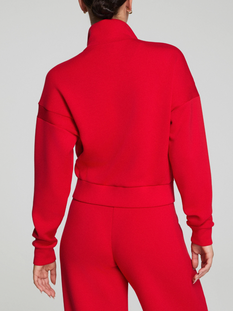 Half Zip Wide Leg Track Pant Suit