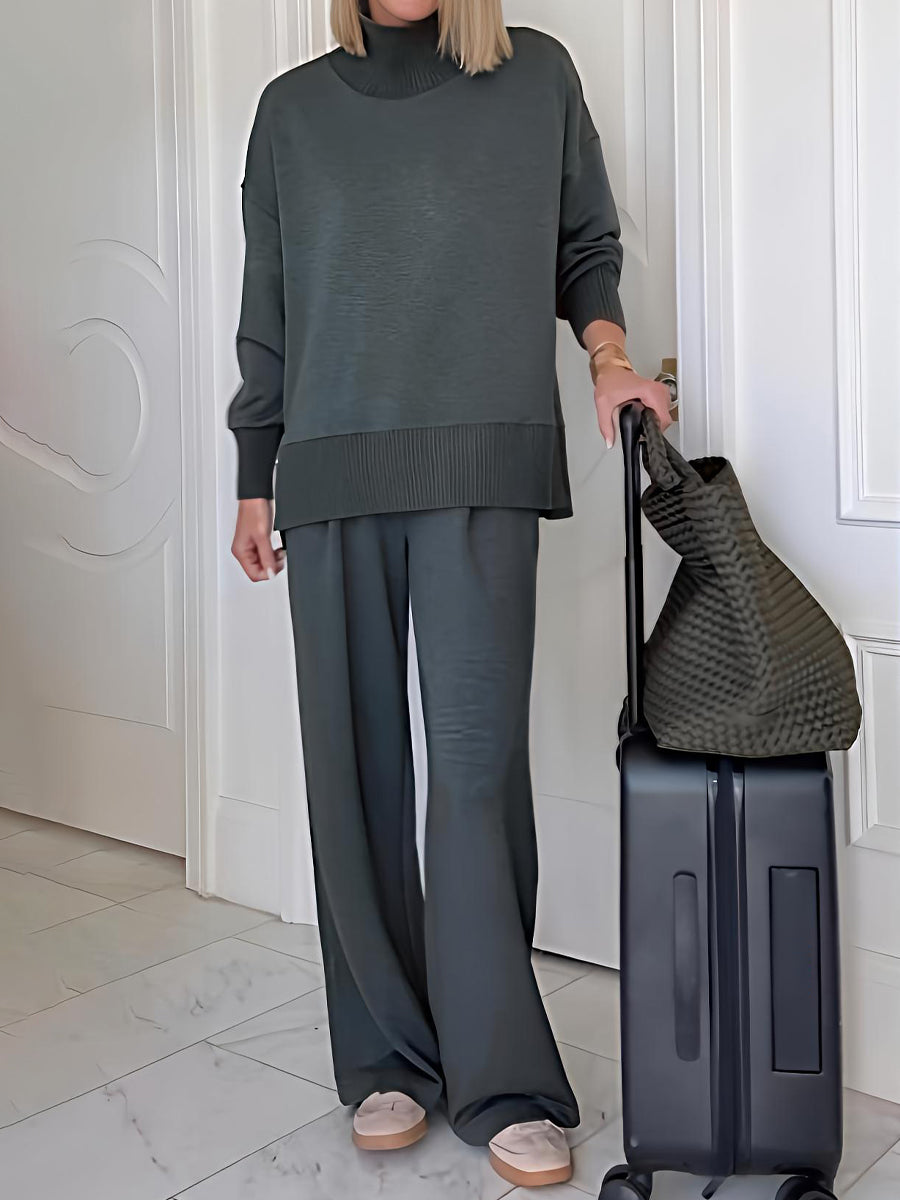 Turtleneck Knitted High Waist Two Pieces Set