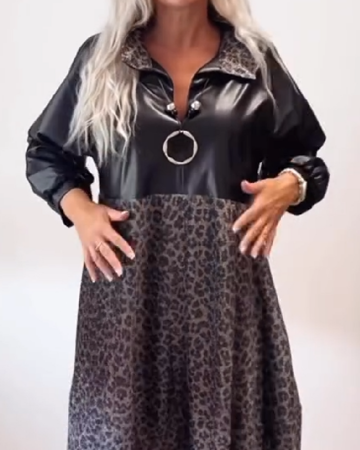 Leopard Print and Patchwork Dress