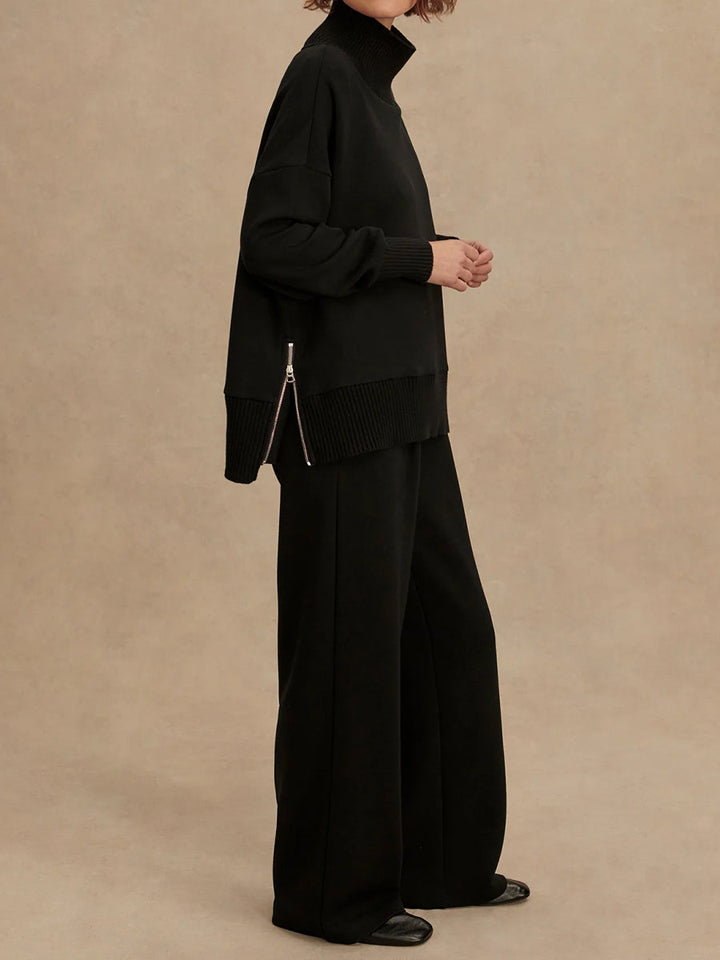 Turtleneck Knitted High Waist Two Pieces Set