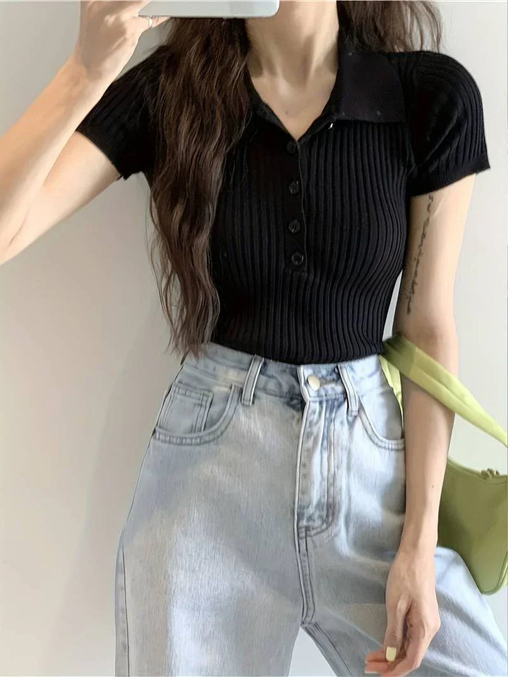 Rosalia Soft Knit Collar Top