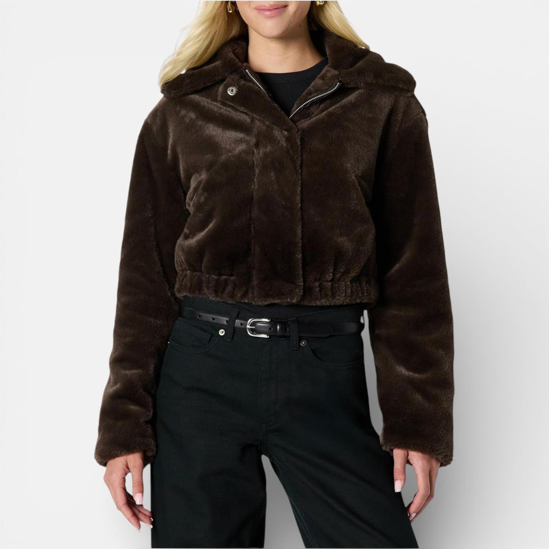 Wesley | Oversized Short Jacket in Synthetic Fur with Collar for Women