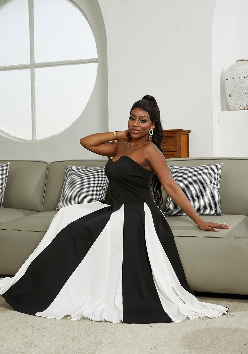 Amelia | Elegant Contrast Maxi Dress