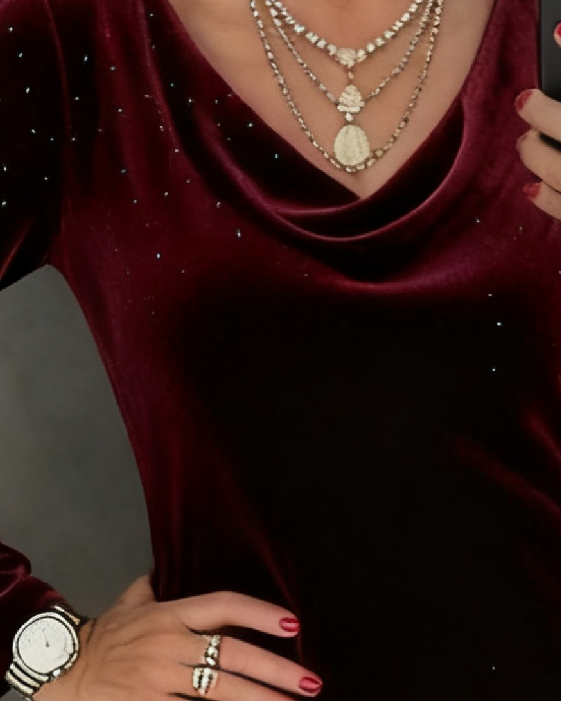 Shimmering Finish Straight Cut Dress