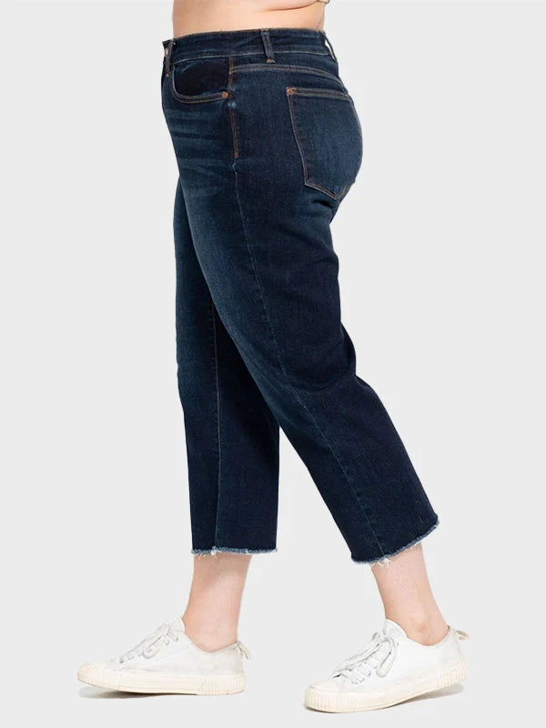 Judy Blue High Waist Raw Hem Denim Shorts - PLUS