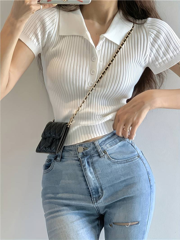 Rosalia Soft Knit Collar Top