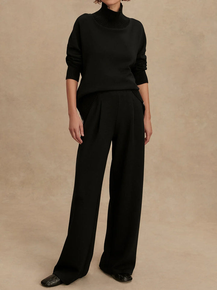 Turtleneck Knitted High Waist Two Pieces Set