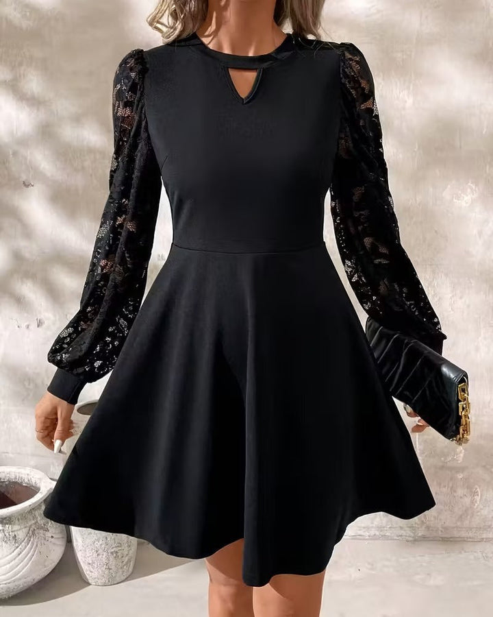 Trendy A-Line Lace Trim Dress