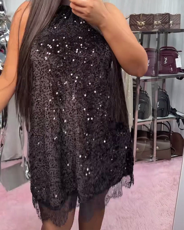 Solid Dress with Patchwork Details