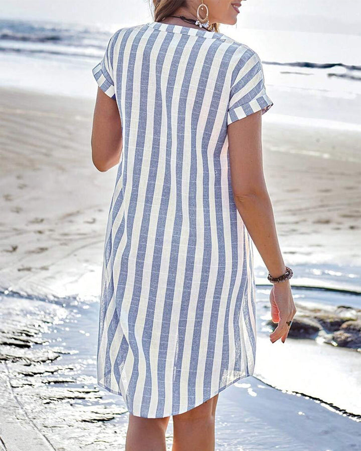 Melissa™ | Elegant Striped Shirt Dress