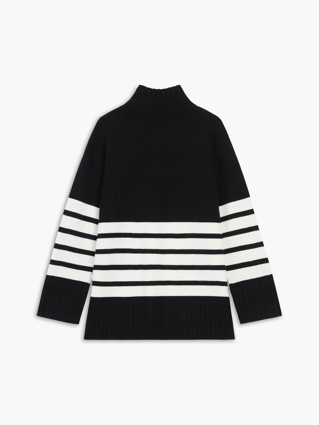 Miss Paris Mock Neck Stripe Sweater