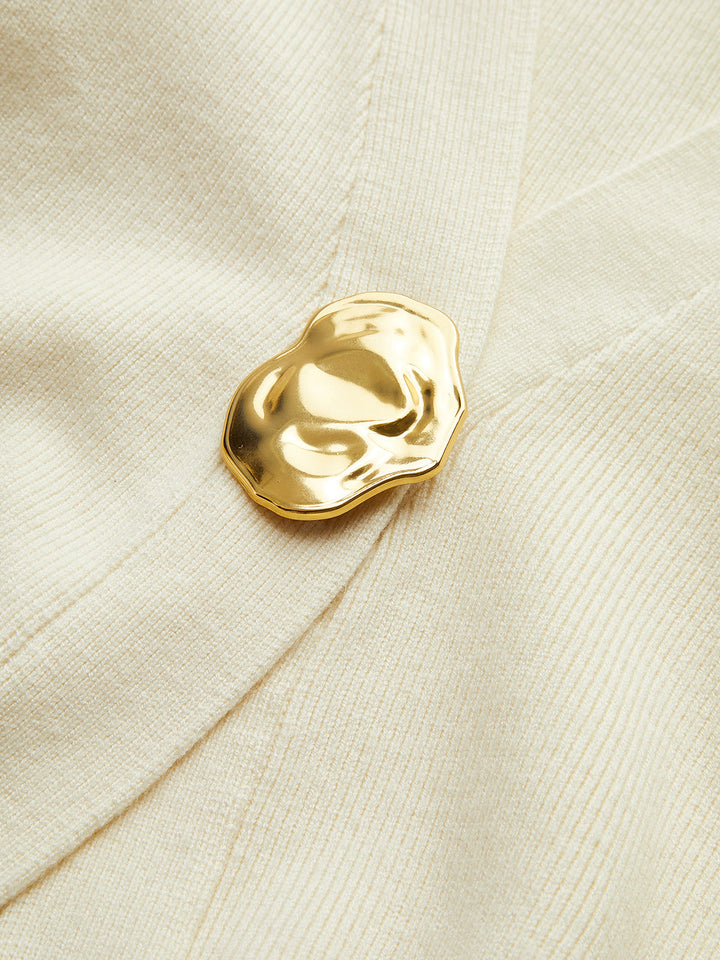 Golden Button Plain Cardigan Sweater