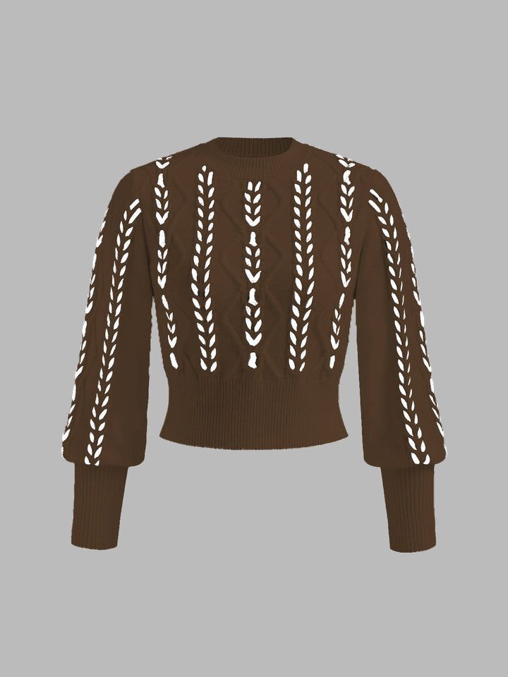 Contrast Binding Cinched Sweater