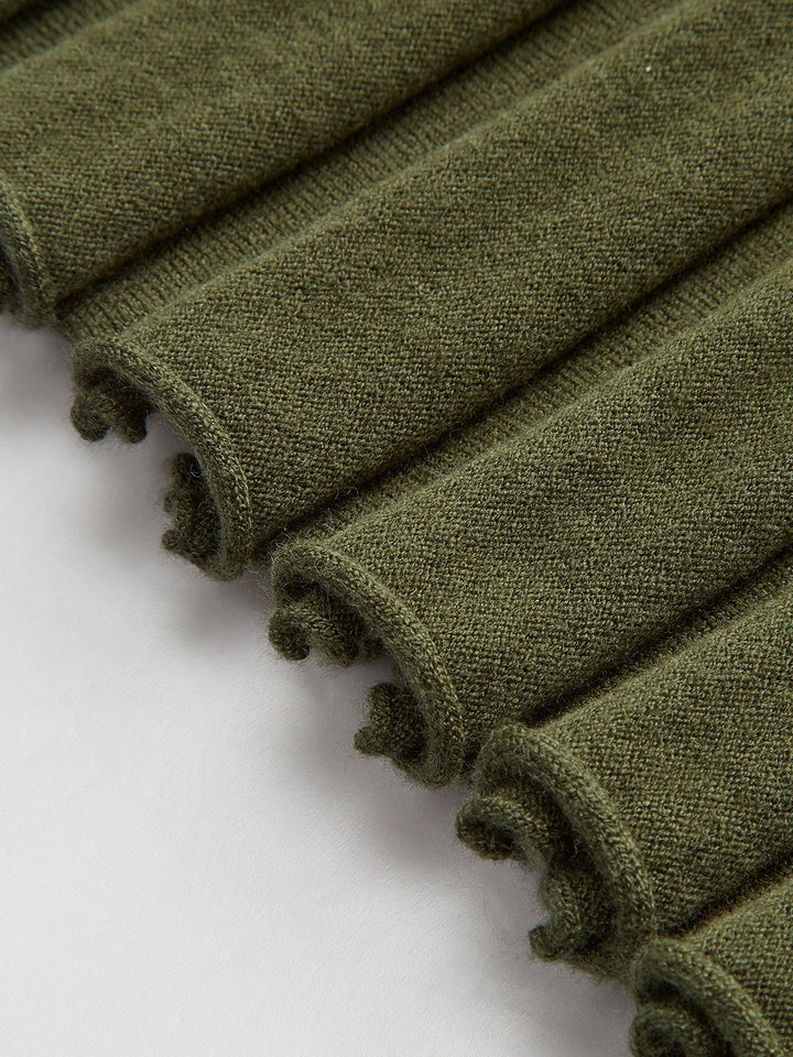 Lettuce Trim Pleated Sweater Skirt