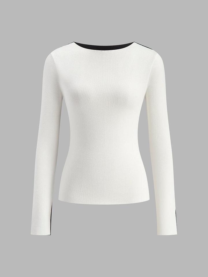 Two Tone Panel Knit Top