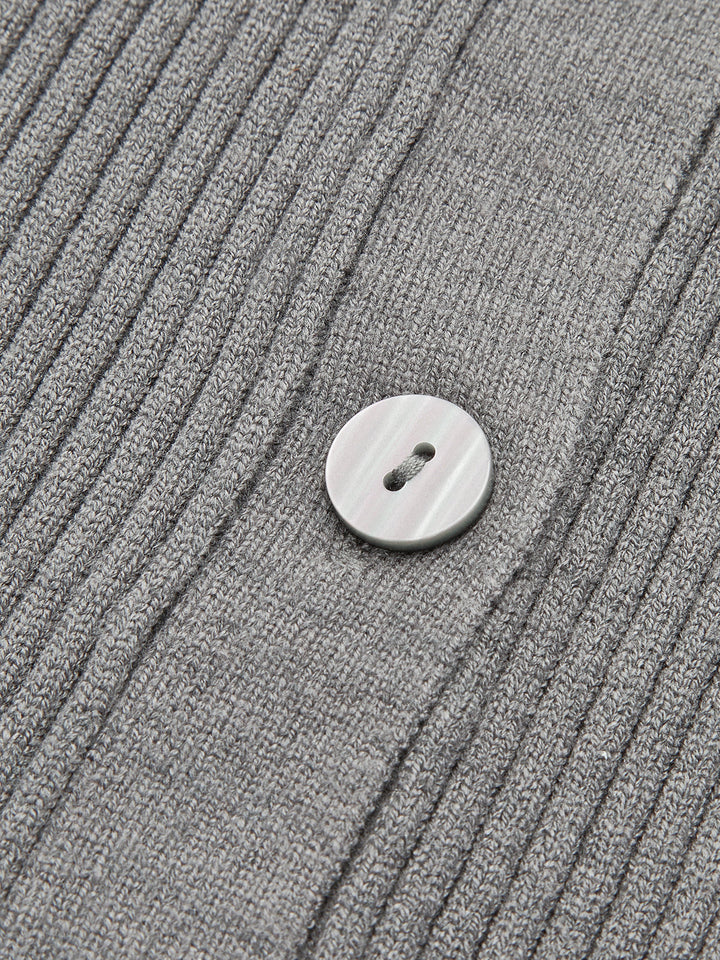 Ribbed Lapel Slim Cardigan