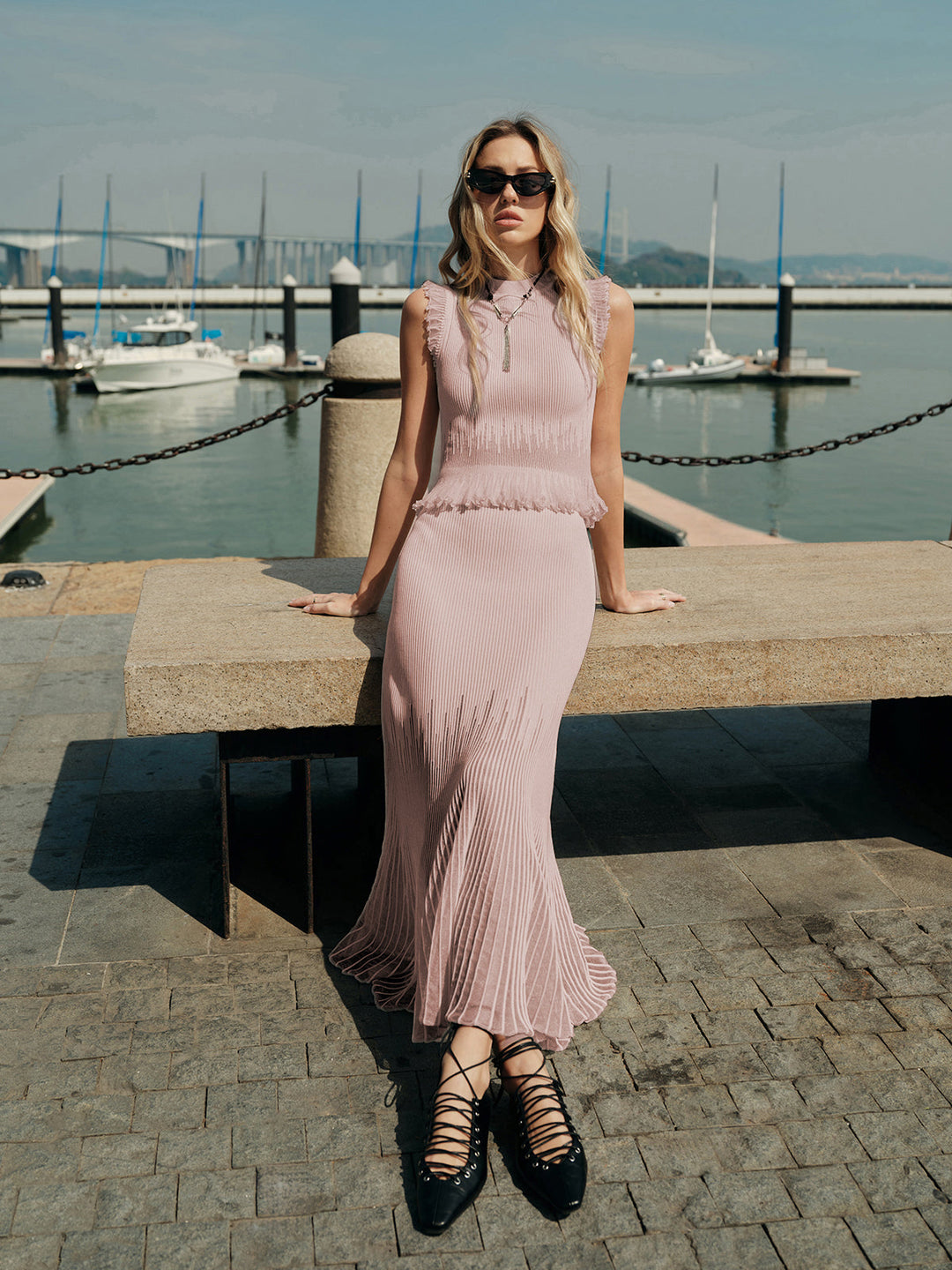 Ribbed Knit Ruffle Top