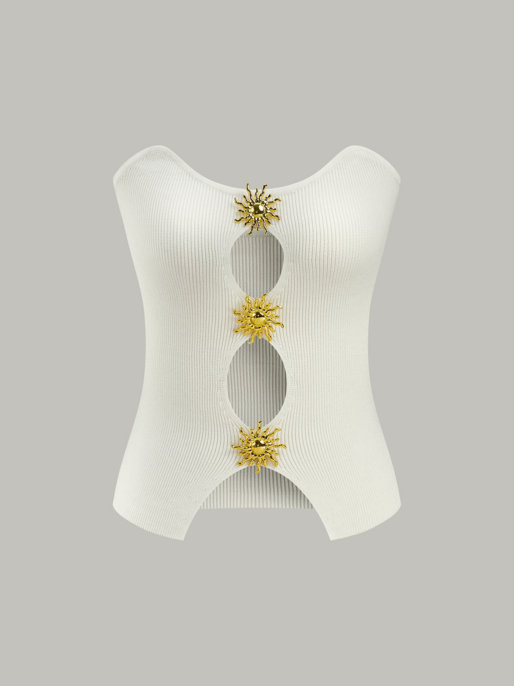 Metal Cut-Out Knit Sweater Vest