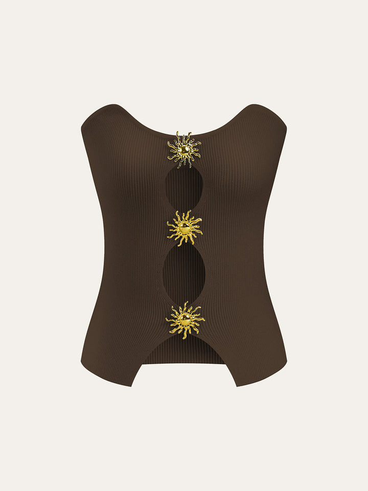 Metal Cut-Out Knit Sweater Vest