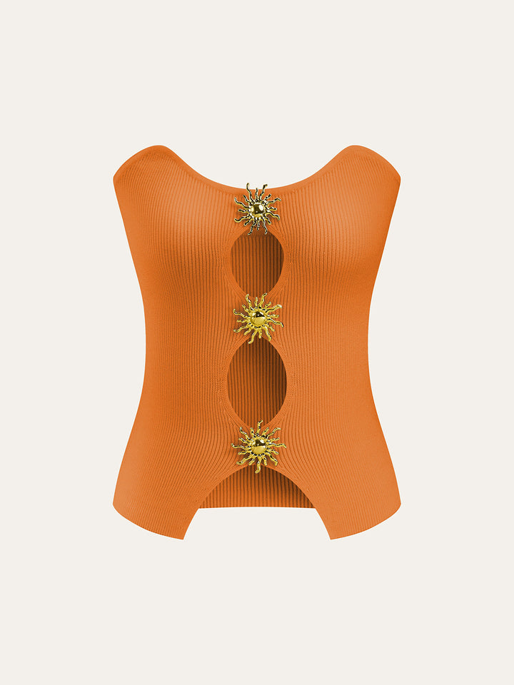 Metal Cut-Out Knit Sweater Vest