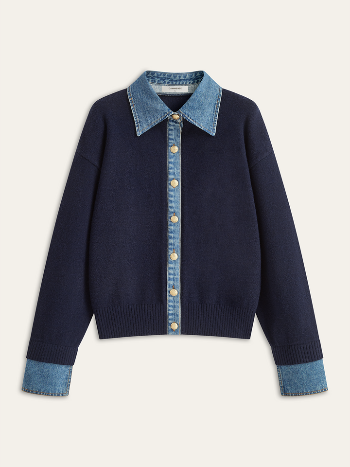 Denim Collar Buttoned Sweater