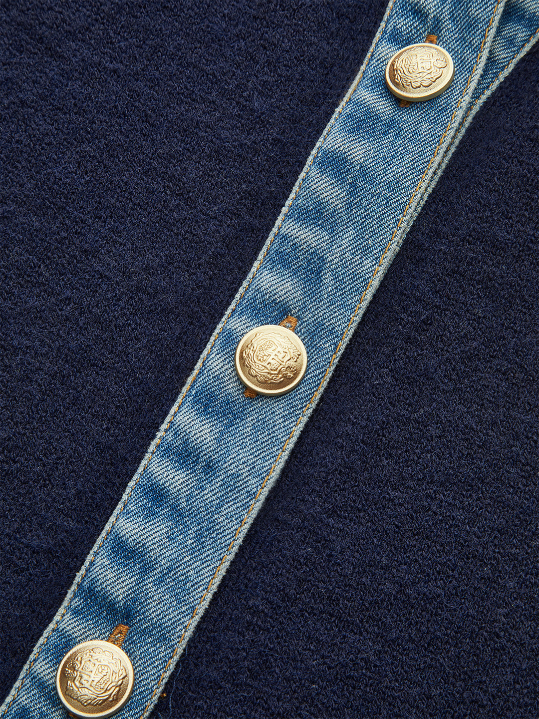 Denim Collar Buttoned Sweater