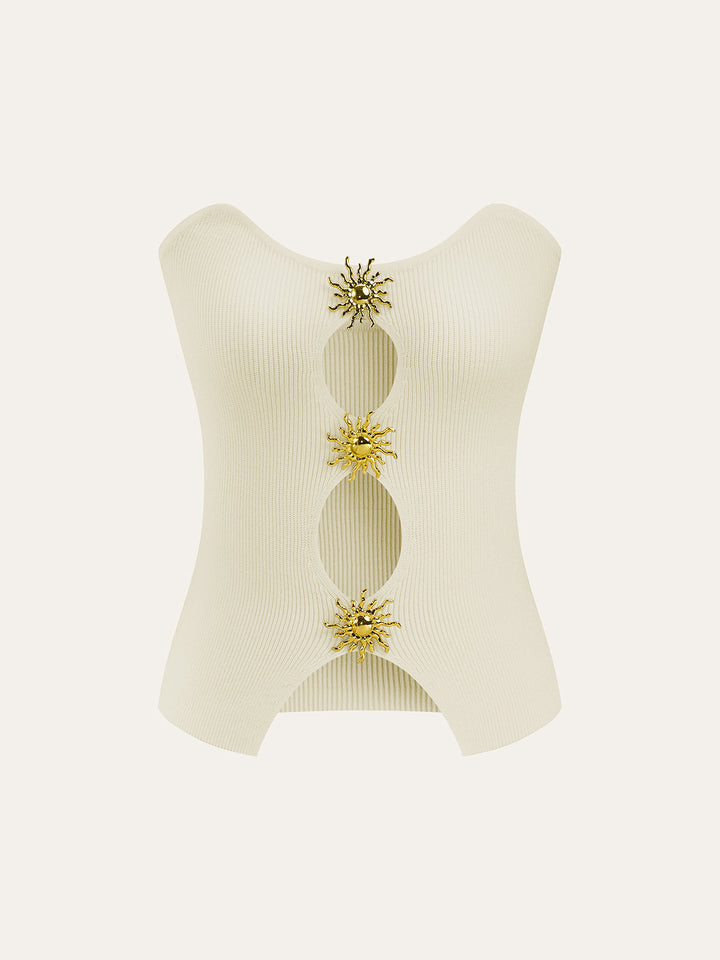 Metal Cut-Out Knit Sweater Vest