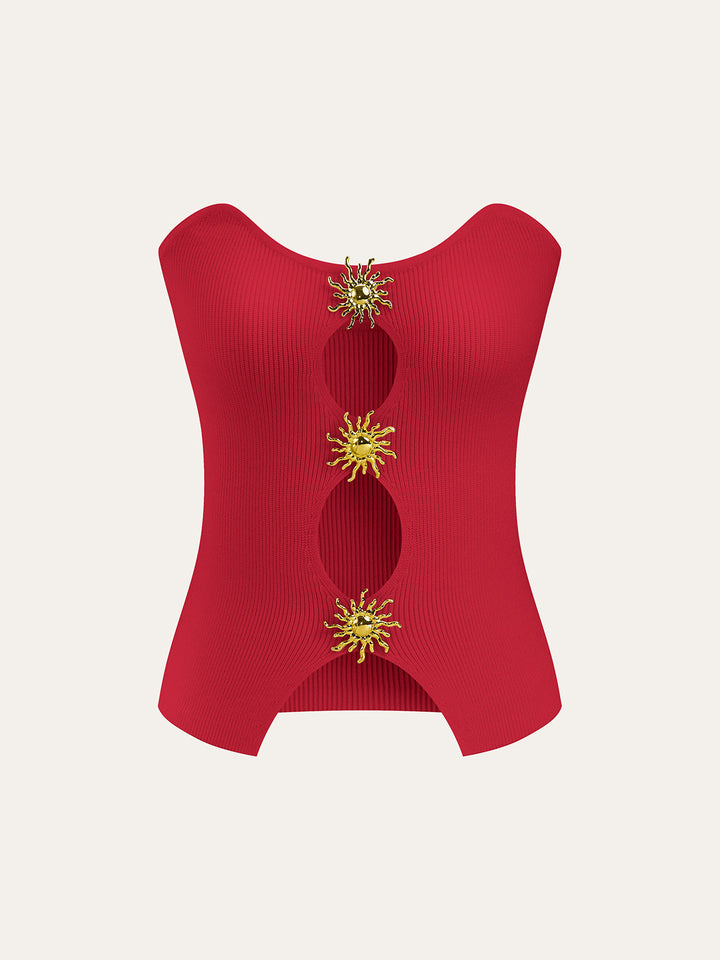 Metal Cut-Out Knit Sweater Vest